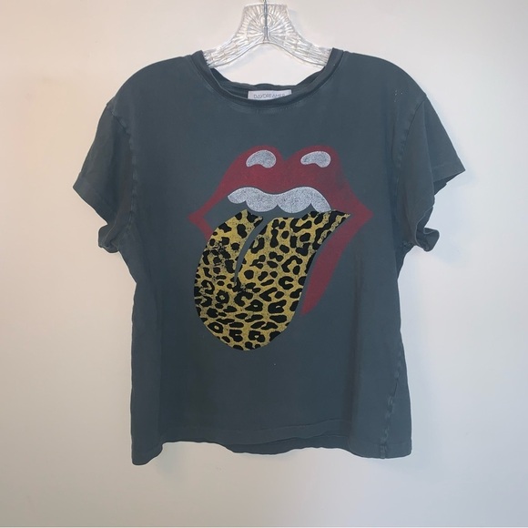 Daydreamer Rolling Stones Flocked Leopard Tongue Tour Tee M - Picture 4 of 11